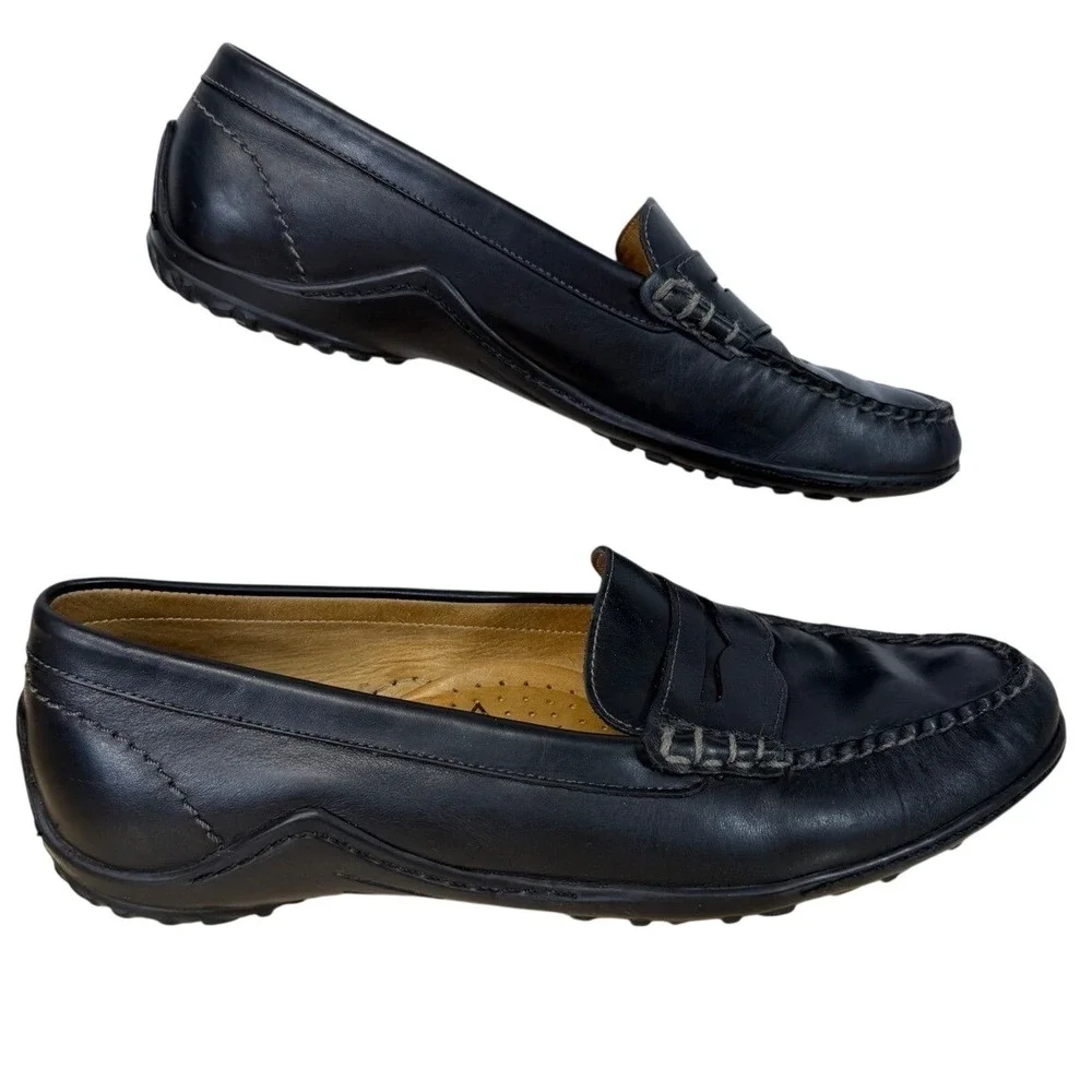 Martin Dingman Mens‎ Loafers Black Leather Penny Driving Shoes Size 8.5M